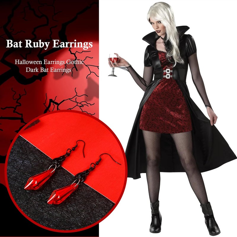 DAYANEY Halloween Earrings, Bride of Chucky Costume for Knife Earrings as Gothic Jewelry, Bat Rhinestone Halloween Gifts Jewelry as Vampire Costume for Women - Image 5